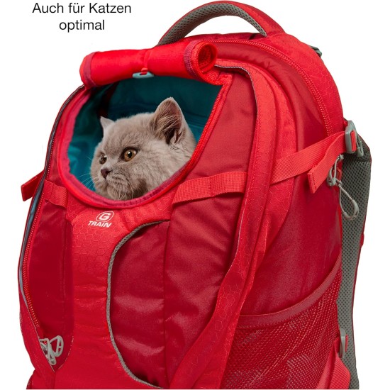 Kurgo G-Train backpack with integrated dog compartment, waterproof base, with bottle holders, for pets up to 11 kg, red Kurgo G-Train backpack with integrated dog compartment, waterproof base, with bottle holders, for pets up to 11 kg, red