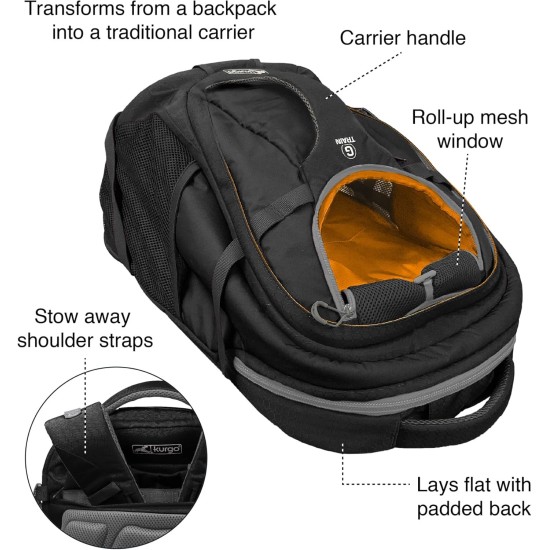 Kurgo G-Train backpack with integrated dog compartment, waterproof base, with bottle holders, for pets up to 11 kg, red Kurgo G-Train backpack with integrated dog compartment, waterproof base, with bottle holders, for pets up to 11 kg, red