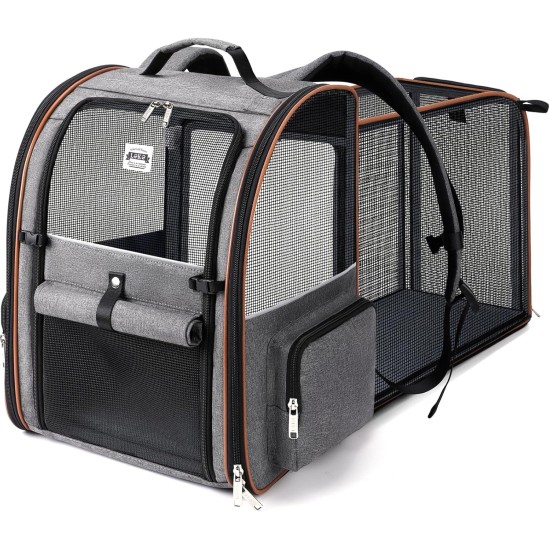Lekebobor Cat Backpack Carrier, Expandable Pet Carrier Backpack for Small Dogs, Medium Cats, Fits up to 18 lbs, Dog Backpack Carrier Bag, Hiking, Outdoor Use Lekebobor Cat Backpack Carrier, Expandable Pet Carrier Backpack for Small Dogs, Medium Cats, Fits up to 18 lbs, Dog Backpack Carrier Bag, Hiking, Outdoor Use