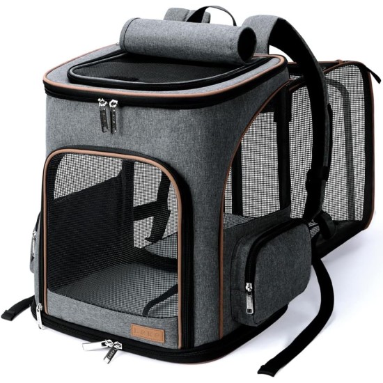 Lekereise Cat Backpack Expandable Pet Carrier Backpack for Small Cats and Dogs, Airline Approved, Foldable Dog Carrier Backpack with Inner Safety Leash, Grey Lekereise Cat Backpack Expandable Pet Carrier Backpack for Small Cats and Dogs, Airline Approved, Foldable Dog Carrier Backpack with Inner Safety Leash, Grey
