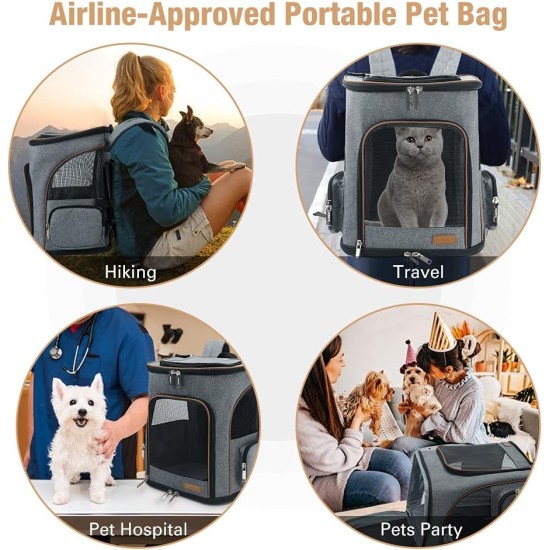 Lekereise Cat Backpack Expandable Pet Carrier Backpack for Small Cats and Dogs, Airline Approved, Foldable Dog Carrier Backpack with Inner Safety Leash, Grey Lekereise Cat Backpack Expandable Pet Carrier Backpack for Small Cats and Dogs, Airline Approved, Foldable Dog Carrier Backpack with Inner Safety Leash, Grey