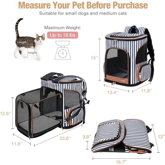Lekereise Cat Backpack Expandable Pet Carrier Backpack for Small Cats and Dogs, Airline Approved, Foldable Dog Carrier Backpack with Inner Safety Leash, Grey Lekereise Cat Backpack Expandable Pet Carrier Backpack for Small Cats and Dogs, Airline Approved, Foldable Dog Carrier Backpack with Inner Safety Leash, Grey