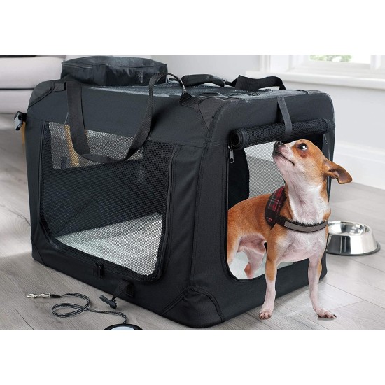 Lightweight Fabric Pet Carrier Crate with Fleece Mat and Food Bag - Large (70 x 52 x 52 cm), Black Lightweight Fabric Pet Carrier Crate with Fleece Mat and Food Bag - Large (70 x 52 x 52 cm), Black
