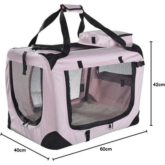 Lightweight Fabric Pet Carrier Crate with Fleece Mat and Food Bag - Large (70 x 52 x 52 cm), Black Lightweight Fabric Pet Carrier Crate with Fleece Mat and Food Bag - Large (70 x 52 x 52 cm), Black