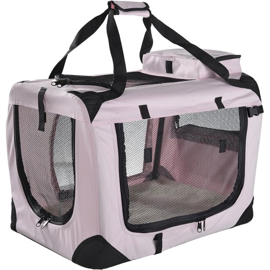 Lightweight Fabric Pet Carrier Crate with Fleece Mat and Food Bag - Large (70 x 52 x 52 cm), Black Lightweight Fabric Pet Carrier Crate with Fleece Mat and Food Bag - Large (70 x 52 x 52 cm), Black