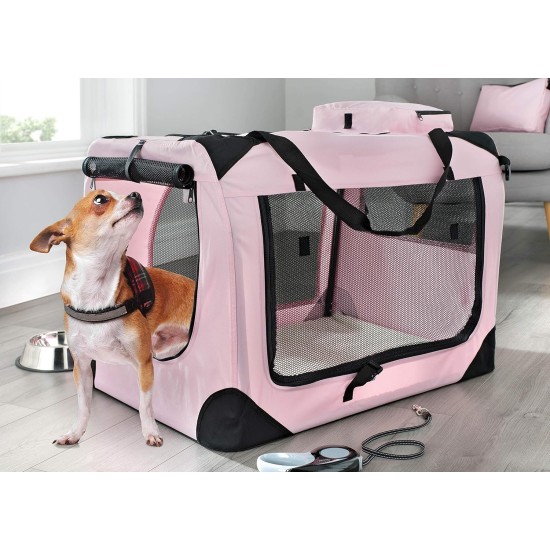 Lightweight Fabric Pet Carrier Crate with Fleece Mat and Food Bag - Large (70 x 52 x 52 cm), Black Lightweight Fabric Pet Carrier Crate with Fleece Mat and Food Bag - Large (70 x 52 x 52 cm), Black