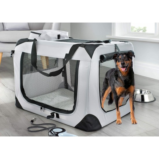 Lightweight Fabric Pet Carrier Crate with Fleece Mat and Food Bag - Large (70 x 52 x 52 cm), Black Lightweight Fabric Pet Carrier Crate with Fleece Mat and Food Bag - Large (70 x 52 x 52 cm), Black