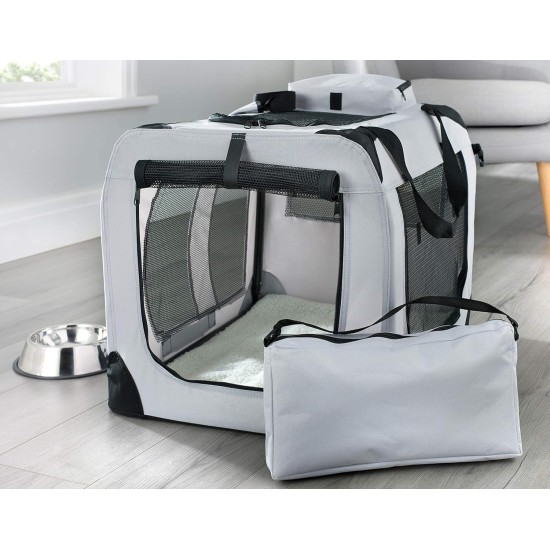 Lightweight Fabric Pet Carrier Crate with Fleece Mat and Food Bag - Large (70 x 52 x 52 cm), Black Lightweight Fabric Pet Carrier Crate with Fleece Mat and Food Bag - Large (70 x 52 x 52 cm), Black