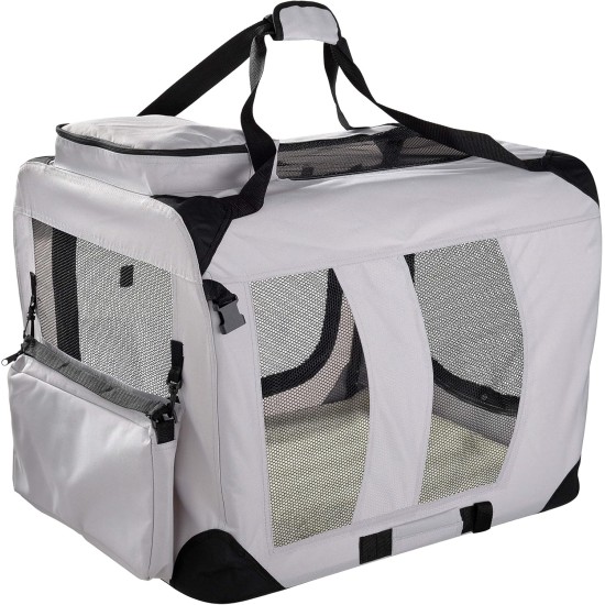 Lightweight Fabric Pet Carrier Crate with Fleece Mat and Food Bag - Large (70 x 52 x 52 cm), Black Lightweight Fabric Pet Carrier Crate with Fleece Mat and Food Bag - Large (70 x 52 x 52 cm), Black