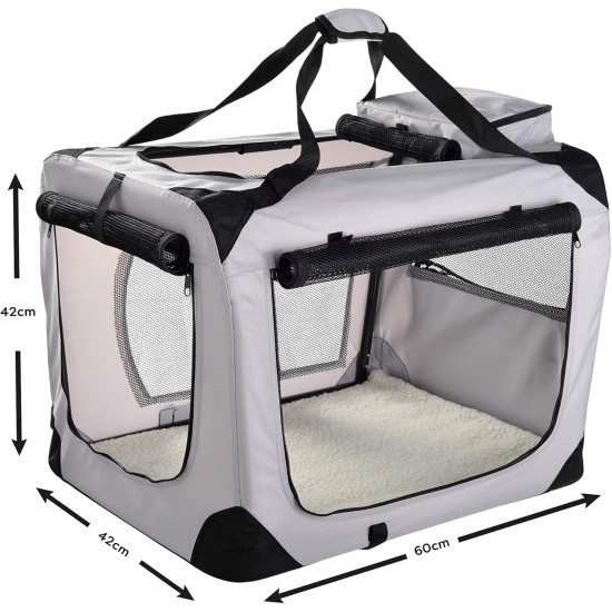 Lightweight Fabric Pet Carrier Crate with Fleece Mat and Food Bag - Large (70 x 52 x 52 cm), Black Lightweight Fabric Pet Carrier Crate with Fleece Mat and Food Bag - Large (70 x 52 x 52 cm), Black