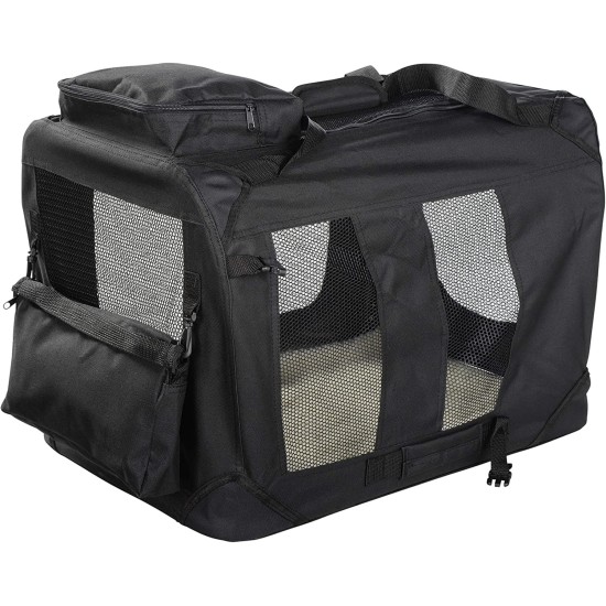 Lightweight Fabric Pet Carrier Crate with Fleece Mat and Food Bag - Large (70 x 52 x 52 cm), Black Lightweight Fabric Pet Carrier Crate with Fleece Mat and Food Bag - Large (70 x 52 x 52 cm), Black