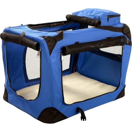 Lightweight Fabric Pet Carrier Crate with Fleece Mat and Food Bag - Large (70 x 52 x 52 cm), Black Lightweight Fabric Pet Carrier Crate with Fleece Mat and Food Bag - Large (70 x 52 x 52 cm), Black