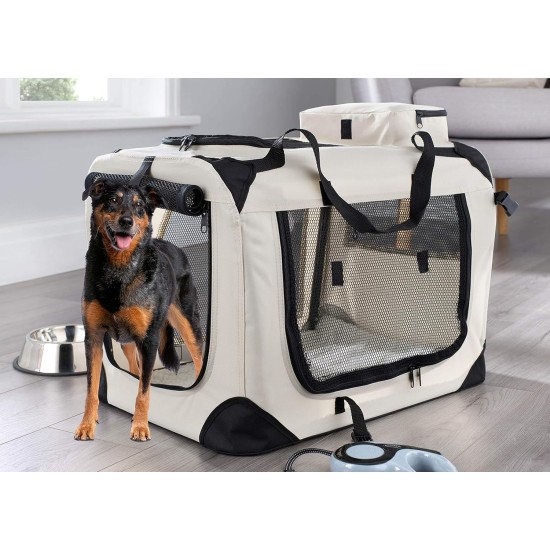 Lightweight Fabric Pet Carrier Crate with Fleece Mat and Food Bag - Large (70 x 52 x 52 cm), Black Lightweight Fabric Pet Carrier Crate with Fleece Mat and Food Bag - Large (70 x 52 x 52 cm), Black