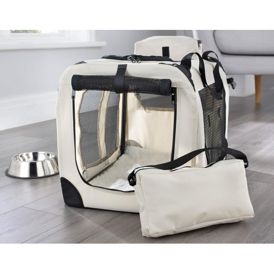 Lightweight Fabric Pet Carrier Crate with Fleece Mat and Food Bag - Large (70 x 52 x 52 cm), Black Lightweight Fabric Pet Carrier Crate with Fleece Mat and Food Bag - Large (70 x 52 x 52 cm), Black