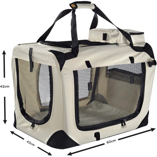 Lightweight Fabric Pet Carrier Crate with Fleece Mat and Food Bag - Large (70 x 52 x 52 cm), Black Lightweight Fabric Pet Carrier Crate with Fleece Mat and Food Bag - Large (70 x 52 x 52 cm), Black