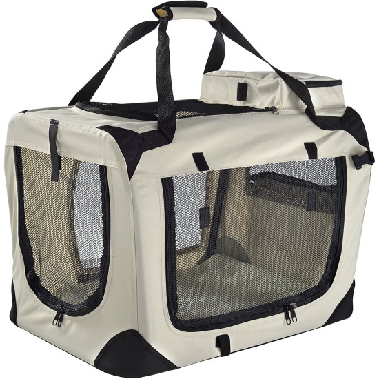 Lightweight Fabric Pet Carrier Crate with Fleece Mat and Food Bag - Large (70 x 52 x 52 cm), Black Lightweight Fabric Pet Carrier Crate with Fleece Mat and Food Bag - Large (70 x 52 x 52 cm), Black