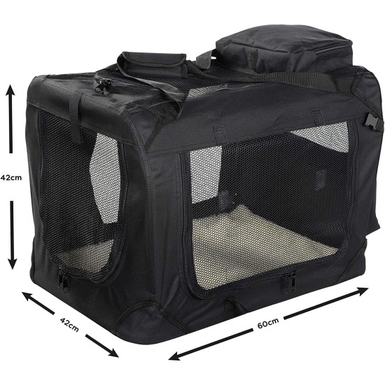 Lightweight Fabric Pet Carrier Crate with Fleece Mat and Food Bag - Large (70 x 52 x 52 cm), Black Lightweight Fabric Pet Carrier Crate with Fleece Mat and Food Bag - Large (70 x 52 x 52 cm), Black