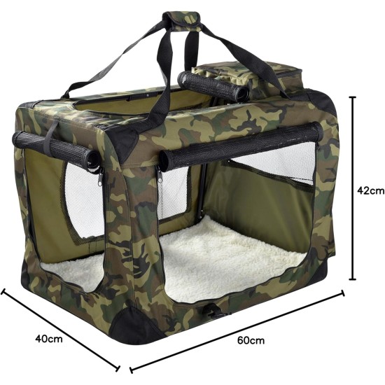 Lightweight Fabric Pet Carrier Crate with Fleece Mat and Food Bag - Large (70 x 52 x 52 cm), Black Lightweight Fabric Pet Carrier Crate with Fleece Mat and Food Bag - Large (70 x 52 x 52 cm), Black