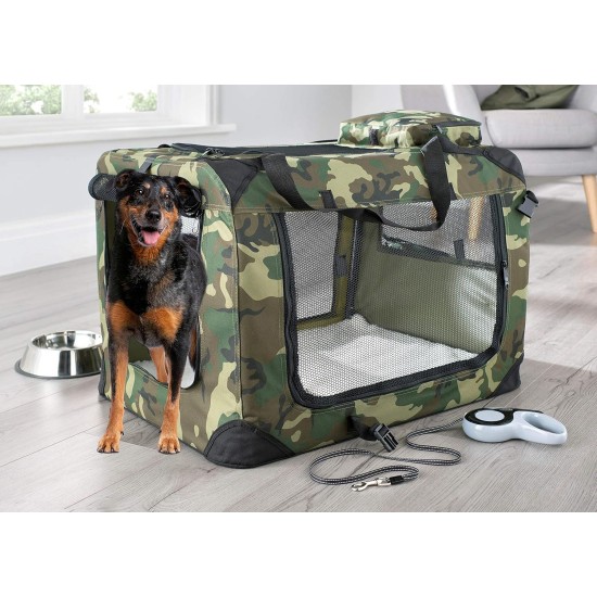 Lightweight Fabric Pet Carrier Crate with Fleece Mat and Food Bag - Large (70 x 52 x 52 cm), Black Lightweight Fabric Pet Carrier Crate with Fleece Mat and Food Bag - Large (70 x 52 x 52 cm), Black