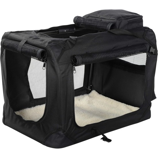 Lightweight Fabric Pet Carrier Crate with Fleece Mat and Food Bag - Large (70 x 52 x 52 cm), Black Lightweight Fabric Pet Carrier Crate with Fleece Mat and Food Bag - Large (70 x 52 x 52 cm), Black
