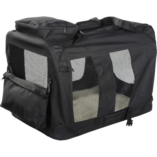 Lightweight Fabric Pet Carrier Crate with Fleece Mat and Food Bag - Large (70 x 52 x 52 cm), Black Lightweight Fabric Pet Carrier Crate with Fleece Mat and Food Bag - Large (70 x 52 x 52 cm), Black