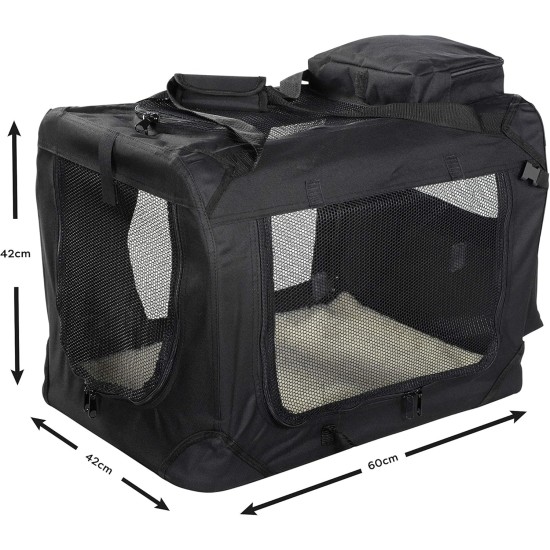 Lightweight Fabric Pet Carrier Crate with Fleece Mat and Food Bag - Large (70 x 52 x 52 cm), Black Lightweight Fabric Pet Carrier Crate with Fleece Mat and Food Bag - Large (70 x 52 x 52 cm), Black