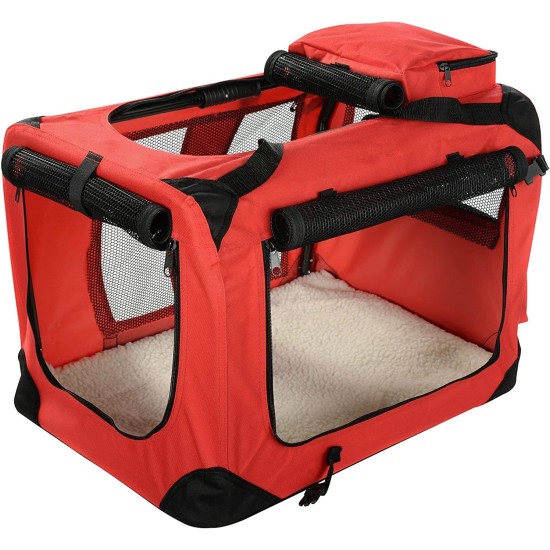 Lightweight Fabric Pet Carrier Crate with Fleece Mat and Food Bag - Large (70 x 52 x 52 cm), Black Lightweight Fabric Pet Carrier Crate with Fleece Mat and Food Bag - Large (70 x 52 x 52 cm), Black