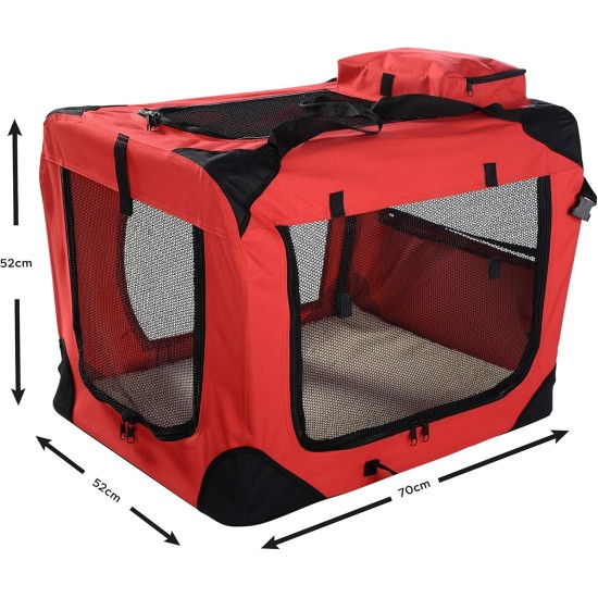 Lightweight Fabric Pet Carrier Crate with Fleece Mat and Food Bag - Large (70 x 52 x 52 cm), Black Lightweight Fabric Pet Carrier Crate with Fleece Mat and Food Bag - Large (70 x 52 x 52 cm), Black