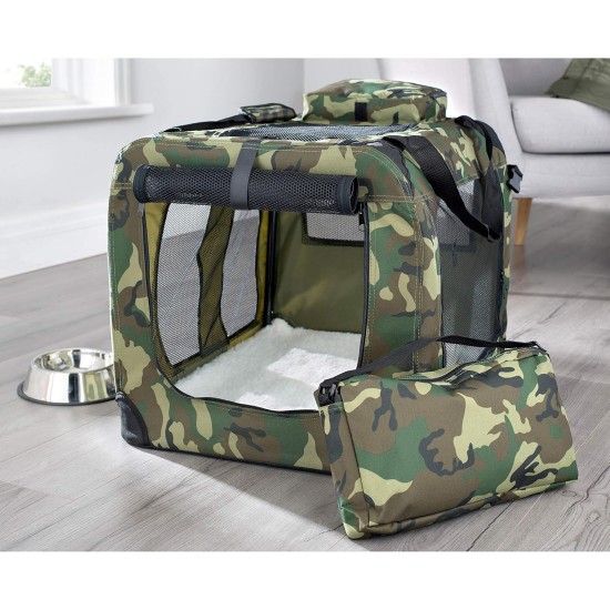 Lightweight Fabric Pet Carrier Crate with Fleece Mat and Food Bag - Large (70 x 52 x 52 cm), Black Lightweight Fabric Pet Carrier Crate with Fleece Mat and Food Bag - Large (70 x 52 x 52 cm), Black