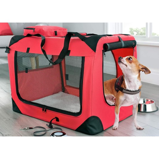 Lightweight Fabric Pet Carrier Crate with Fleece Mat and Food Bag - Large (70 x 52 x 52 cm), Black Lightweight Fabric Pet Carrier Crate with Fleece Mat and Food Bag - Large (70 x 52 x 52 cm), Black