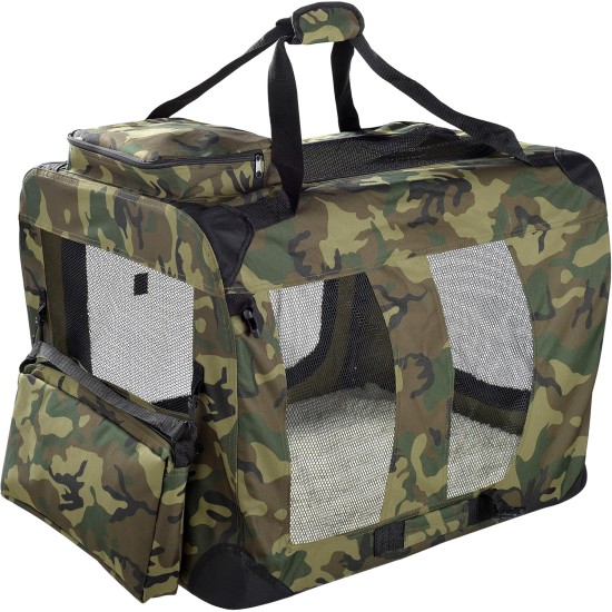 Lightweight Fabric Pet Carrier Crate with Fleece Mat and Food Bag - Large (70 x 52 x 52 cm), Black Lightweight Fabric Pet Carrier Crate with Fleece Mat and Food Bag - Large (70 x 52 x 52 cm), Black