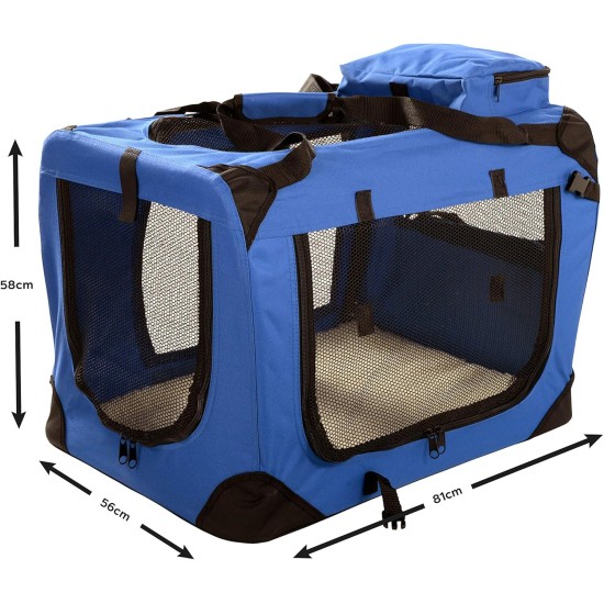 Lightweight Fabric Pet Carrier Crate with Fleece Mat and Food Bag - Large (70 x 52 x 52 cm), Black Lightweight Fabric Pet Carrier Crate with Fleece Mat and Food Bag - Large (70 x 52 x 52 cm), Black