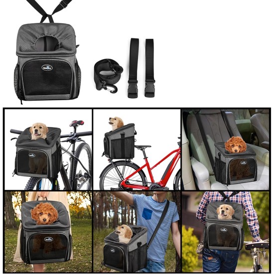 Lixada Pet Bicycle Bag for Dogs Cats Dog Bicycle Basket Carrier Foldable Removable with Breathable Mesh Window Foldable for Small Medium Dogs and Cats Lixada Pet Bicycle Bag for Dogs Cats Dog Bicycle Basket Carrier Foldable Removable with Breathable Mesh Window Foldable for Small Medium Dogs and Cats