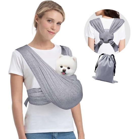 Lyneun Dog Carrier Bag, Soft Hands-Free Dog Bag, Sling for Dogs, Front Package with Adjustable Strap, Flexible Dog Sling for Dogs, Cats (Grey) Lyneun Dog Carrier Bag, Soft Hands-Free Dog Bag, Sling for Dogs, Front Package with Adjustable Strap, Flexible Dog Sling for Dogs, Cats (Grey)
