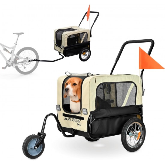 Mobiclinic®, Dog Trailer for Bicycle + Dog Pram, 2-in-1, Up to 40 kg, Waterproof Cover, 123 x 67 x 100 cm, Reflectors & Flag, 600D Oxford, for Small and Medium Dogs Mobiclinic®, Dog Trailer for Bicycle + Dog Pram, 2-in-1, Up to 40 kg, Waterproof Cover, 123 x 67 x 100 cm, Reflectors & Flag, 600D Oxford, for Small and Medium Dogs