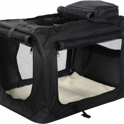 Mool Lightweight Fabric Pet Carrier Crate with Fleece Mat and Food Bag - Large (70 x 52 x 52 cm), Black Mool Lightweight Fabric Pet Carrier Crate with Fleece Mat and Food Bag - Large (70 x 52 x 52 cm), Black