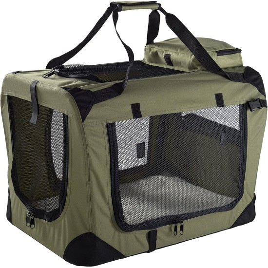 Mool Lightweight Fabric Pet Carrier Crate with Fleece Mat and Food Bag - Large (70 x 52 x 52 cm), Black Mool Lightweight Fabric Pet Carrier Crate with Fleece Mat and Food Bag - Large (70 x 52 x 52 cm), Black