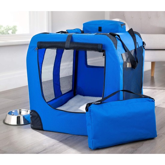 Mool Lightweight Fabric Pet Carrier Crate with Fleece Mat and Food Bag - Large (70 x 52 x 52 cm), Black Mool Lightweight Fabric Pet Carrier Crate with Fleece Mat and Food Bag - Large (70 x 52 x 52 cm), Black
