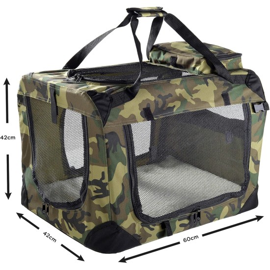 Mool Lightweight Fabric Pet Carrier Crate with Fleece Mat and Food Bag - Large (70 x 52 x 52 cm), Black Mool Lightweight Fabric Pet Carrier Crate with Fleece Mat and Food Bag - Large (70 x 52 x 52 cm), Black