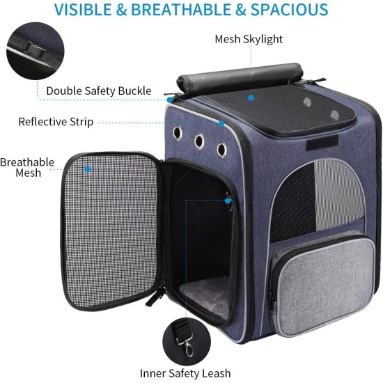 Morpilot Cat Backpack Dog Backpack for Cats and Small Dogs 7 kg, Foldable Pet Backpack with Inner Safety Lead and Shell Morpilot Cat Backpack Dog Backpack for Cats and Small Dogs 7 kg, Foldable Pet Backpack with Inner Safety Lead and Shell