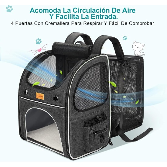 Morpilot Expandable Cat Backpack Large Cats Dog Backpack up to 8 kg Cat Backpack Large for Cats and Small Dogs Foldable with Inner Safety Lead and Pet Mat Morpilot Expandable Cat Backpack Large Cats Dog Backpack up to 8 kg Cat Backpack Large for Cats and Small Dogs Foldable with Inner Safety Lead and Pet Mat