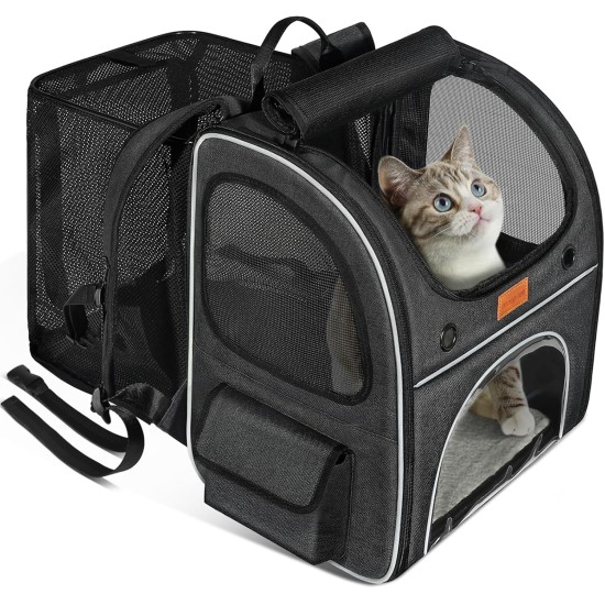 Morpilot Expandable Cat Backpack Large Cats Dog Backpack up to 8 kg Cat Backpack Large for Cats and Small Dogs Foldable with Inner Safety Lead and Pet Mat Morpilot Expandable Cat Backpack Large Cats Dog Backpack up to 8 kg Cat Backpack Large for Cats and Small Dogs Foldable with Inner Safety Lead and Pet Mat
