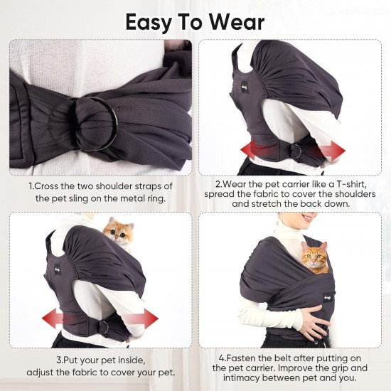 NATUYA Dog Carrier, Small Dog Carrier, Lightweight Hands-Free Puppy Carrier, Anti-Anxiety Cat Sling, Adjustable Size, Premium Dog Carrier, Sling Warp (Drak Grey) NATUYA Dog Carrier, Small Dog Carrier, Lightweight Hands-Free Puppy Carrier, Anti-Anxiety Cat Sling, Adjustable Size, Premium Dog Carrier, Sling Warp (Drak Grey)