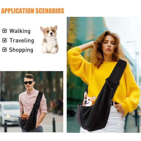 NiCoLa Puppy Sling Dog Carrier Bag Puppy Sling for Small Breed Dogs Black Breathable Hands-Free Travel Shopping Hiking Riding Outdoor NiCoLa Puppy Sling Dog Carrier Bag Puppy Sling for Small Breed Dogs Black Breathable Hands-Free Travel Shopping Hiking Riding Outdoor