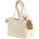 ONECUTE Cat Dog Puppy Carrier Bag Breathable Foldable Travel Bag Shoulder Bag Handbag for Small Pets Load up to 3kg (Small, Beige)