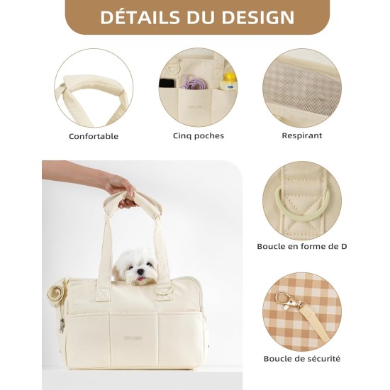 ONECUTE Cat Dog Puppy Carrier Bag Breathable Foldable Travel Bag Shoulder Bag Handbag for Small Pets Load up to 3kg (Small, Beige) ONECUTE Cat Dog Puppy Carrier Bag Breathable Foldable Travel Bag Shoulder Bag Handbag for Small Pets Load up to 3kg (Small, Beige)