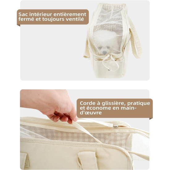 ONECUTE Cat Dog Puppy Carrier Bag Breathable Foldable Travel Bag Shoulder Bag Handbag for Small Pets Load up to 3kg (Small, Beige) ONECUTE Cat Dog Puppy Carrier Bag Breathable Foldable Travel Bag Shoulder Bag Handbag for Small Pets Load up to 3kg (Small, Beige)