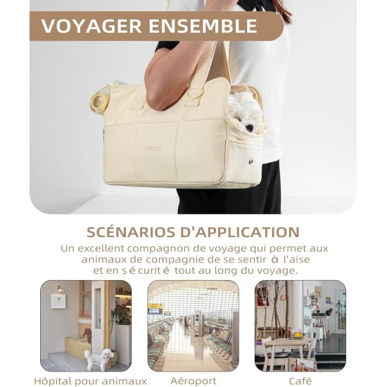 ONECUTE Cat Dog Puppy Carrier Bag Breathable Foldable Travel Bag Shoulder Bag Handbag for Small Pets Load up to 3kg (Small, Beige) ONECUTE Cat Dog Puppy Carrier Bag Breathable Foldable Travel Bag Shoulder Bag Handbag for Small Pets Load up to 3kg (Small, Beige)