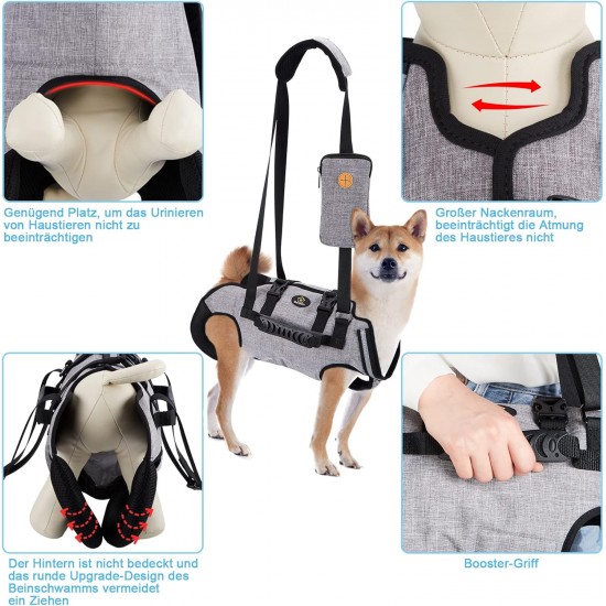 Ownpets Carrying Aid Harness, Lifting Harness for Medium Dogs, Sling for Medium Dogs, Full Body Harness, Dog Carry Bag with Shoulder Strap, Soft, Waterproof, Adjustable, Grey, XL Ownpets Carrying Aid Harness, Lifting Harness for Medium Dogs, Sling for Medium Dogs, Full Body Harness, Dog Carry Bag with Shoulder Strap, Soft, Waterproof, Adjustable, Grey, XL