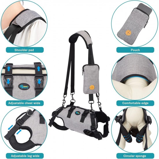 Ownpets Carrying Aid Harness, Lifting Harness for Medium Dogs, Sling for Medium Dogs, Full Body Harness, Dog Carry Bag with Shoulder Strap, Soft, Waterproof, Adjustable, Grey, XL Ownpets Carrying Aid Harness, Lifting Harness for Medium Dogs, Sling for Medium Dogs, Full Body Harness, Dog Carry Bag with Shoulder Strap, Soft, Waterproof, Adjustable, Grey, XL